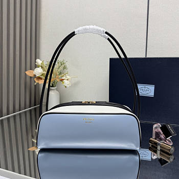 Prada Swing Smooth Leather Shoulder Bag Blue 28x11.5x10cm