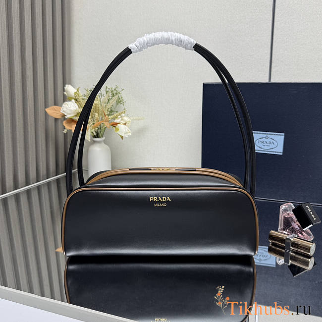 Prada Swing Smooth Leather Shoulder Bag Brown 28x11.5x10cm - 1