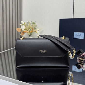 Prada Doux Medium Leather Shoulder Bag Black 29x16x9.5cm