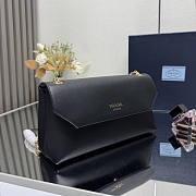 Prada Doux Medium Leather Shoulder Bag Black 29x16x9.5cm - 5