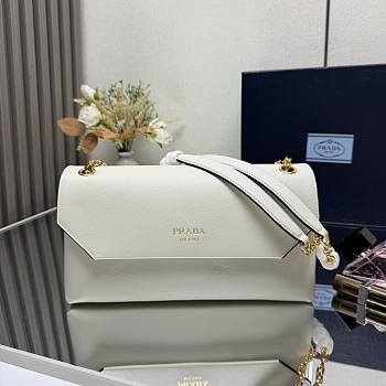 Prada Doux Medium Leather Shoulder Bag White 29x16x9.5cm