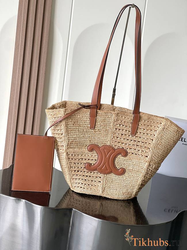 Celine Classic Panier Medium Couffin Raffia 31x23x17cm - 1