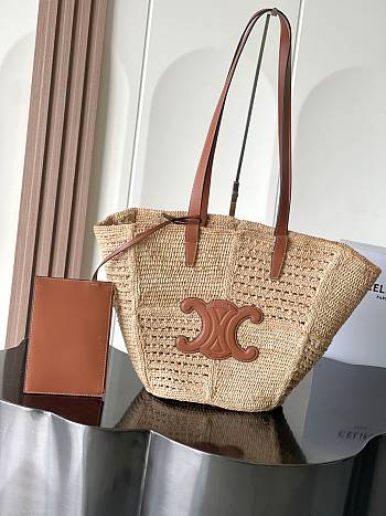 Celine Classic Panier Medium Couffin Raffia 31x23x17cm