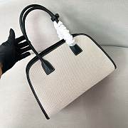 Prada Medium Linen Blend Leather Tote Bag 35x22.5x18cm - 5
