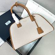 Prada Medium Linen Blend Leather Tan Tote Bag 35x22.5x18cm - 1
