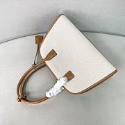 Prada Medium Linen Blend Leather Tan Tote Bag 35x22.5x18cm - 6