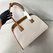 Prada Medium Linen Blend Leather Tan Tote Bag 35x22.5x18cm - 4