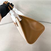 Prada Medium Linen Blend Leather Tan Tote Bag 35x22.5x18cm - 2