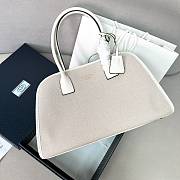 Prada Medium Linen Blend Leather White Tote Bag 35x22.5x18cm - 1