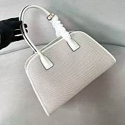 Prada Medium Linen Blend Leather White Tote Bag 35x22.5x18cm - 2