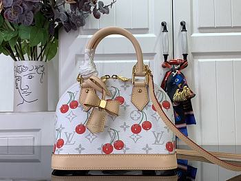 Louis Vuitton LV x TM Alma BB White Cherry 23.5x17.5x11.5cm