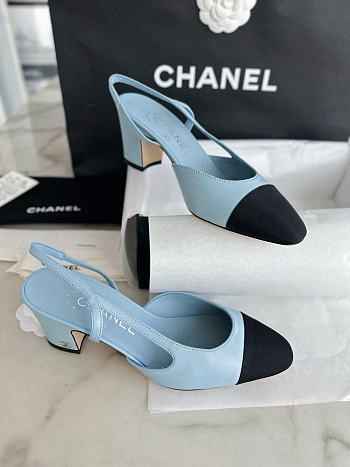 Chanel Slingback Pump Blue Heel 5cm