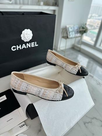 Chanel Ballerina Beige Tweed Flat