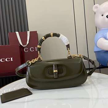 Gucci Bamboo Diva Medium Bag Green 26.6x13x8cm