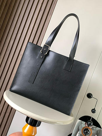 Loewe Buckle Horizontal Tote Calfskin Black 38.7x9.2x32.9cm