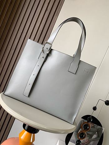 Loewe Buckle Horizontal Tote Calfskin Grey 38.7x9.2x32.9cm