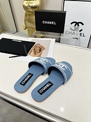 Chanel Blue Denim Slides - 5