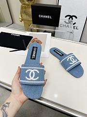 Chanel Blue Denim Slides - 4