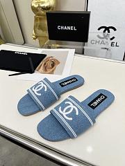 Chanel Blue Denim Slides - 3