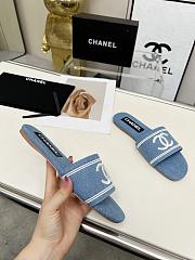 Chanel Blue Denim Slides - 2