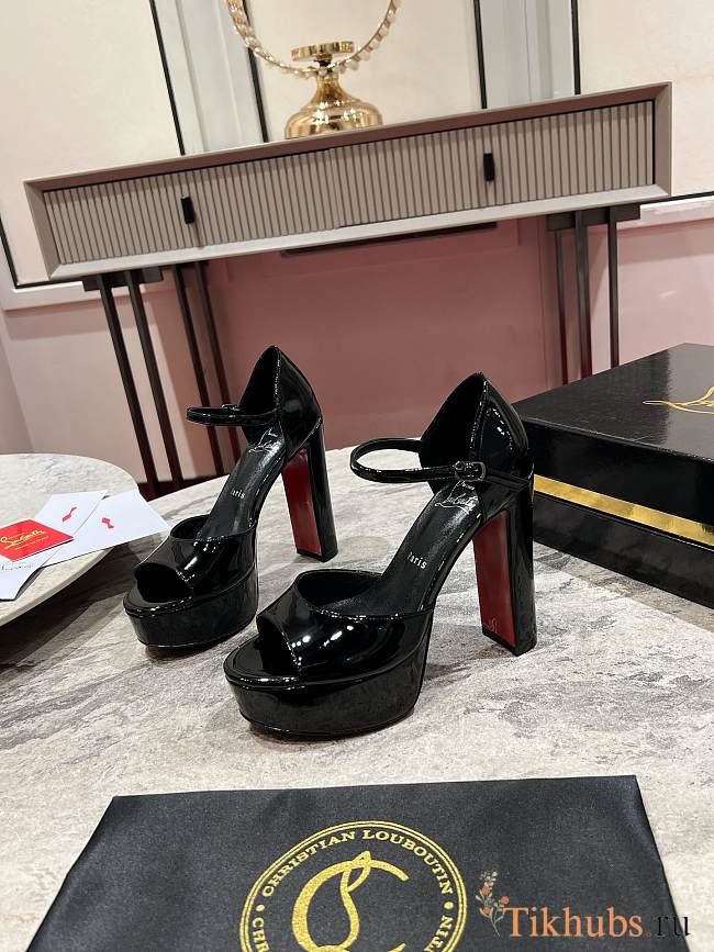 Christian Louboutin Sandaloo 130mm Patent Black Heel - 1