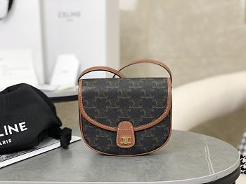 Celine Mini Besace Triomphe Canvas Calfskin 15x11x4cm
