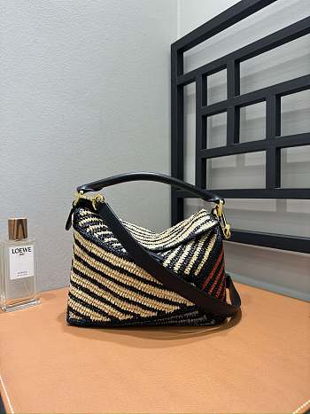 Loewe Small Puzzle Bag Raffia Calfskin 24x10.5x16.5cm