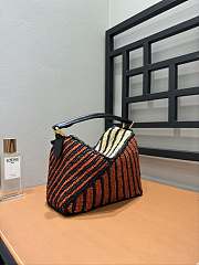Loewe Small Puzzle Bag Raffia Calfskin 24x10.5x16.5cm - 4