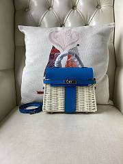 Hermes Kelly Picnic Mini Bag Blue Silver 19cm - 1
