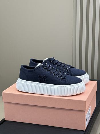 Miu Miu Denim Sneakers With Logo Blue