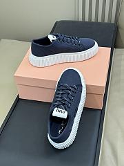 Miu Miu Denim Sneakers With Logo Blue - 3