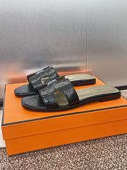 Hermes Oran Black Ostrich Slides - 5