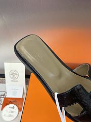 Hermes Oran Black Ostrich Slides - 4