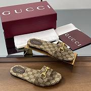 Gucci Horsebit GG Canvas Slides - 1