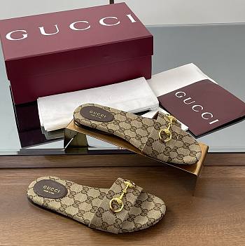 Gucci Horsebit GG Canvas Slides
