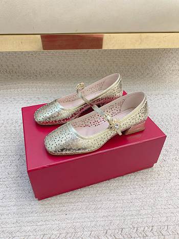 Roger Vivier Vivier Leather Mary Jane Pumps Gold