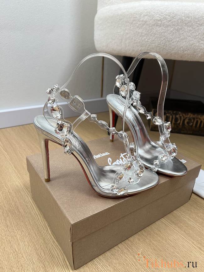 Christian Louboutin 100mm Rosalie Jewel Sandals Silver - 1