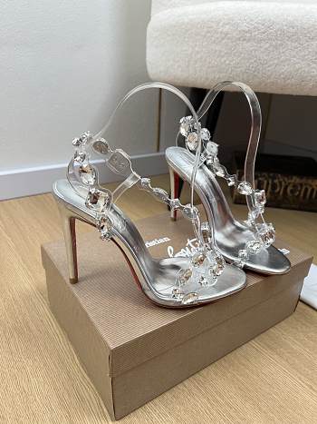 Christian Louboutin 100mm Rosalie Jewel Sandals Silver