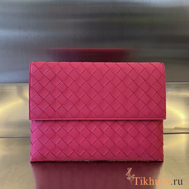 Bottega Veneda Flap Pouch Clutch Pink 26x19x1.5cm - 1
