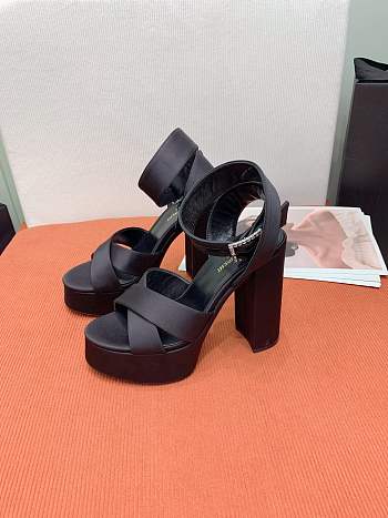 YSL Bianca Platform Sandals Black Heel 12cm