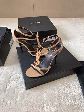 YSL Cassandra Sandals 100mm Beige Heel