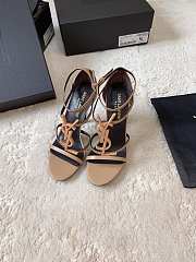 YSL Cassandra Sandals 100mm Beige Heel - 5