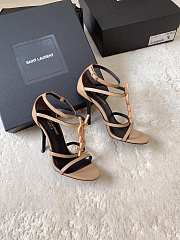 YSL Cassandra Sandals 100mm Beige Heel - 2