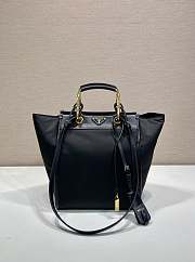Prada Re-Nylon Leather Tote Bag Black 23x28.5x15cm - 1