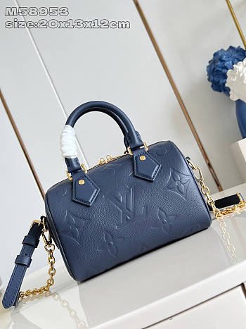 Louis Vuitton LV Speedy 20 Bag Navy Blue 20.5x13.5x12cm