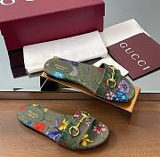 Gucci Slide Horsebit Green Multicolor Slides - 1