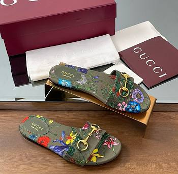 Gucci Slide Horsebit Green Multicolor Slides