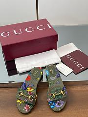 Gucci Slide Horsebit Green Multicolor Slides - 3