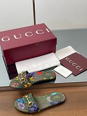 Gucci Slide Horsebit Green Multicolor Slides - 2