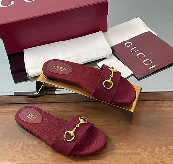 Gucci Horsebit GG Canvas Red Slides
